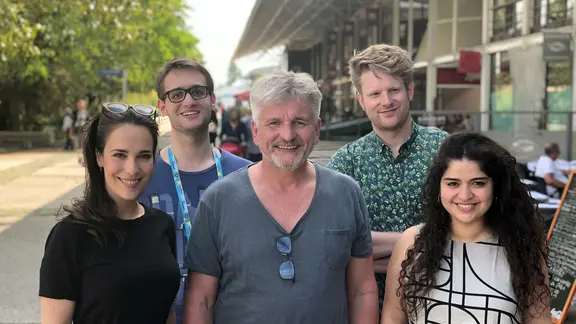 Alina Stiegler, Marcel Stober, Jürgen Werwinski, Stefan Spiegel und Mairena Torres Schuster (v.l.) in Lissabon.
