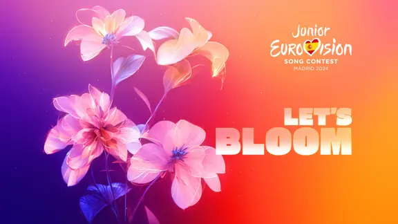 Das Logo des Junior ESC 2024 mit dem Motto "Let's Bloom".