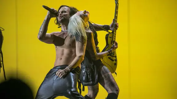 Die Gruppe "The Rasmus" auf der ESC-Bühne in Turin.