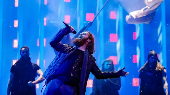 Rasmussen auf der Bühne in Lissabon.