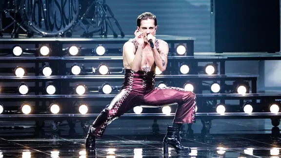 Die Gruppe Måneskin auf der Bühne vom ESC