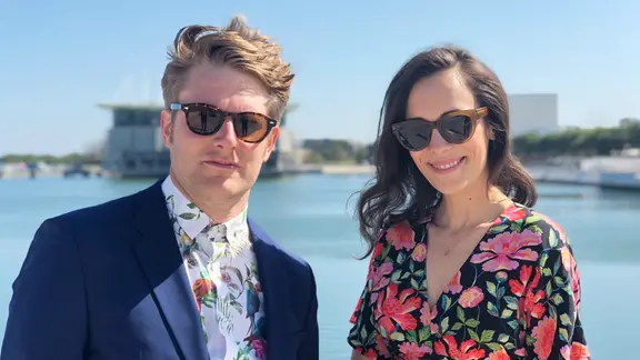 Stefan Spiegel und Alina Stiegler in Lissabon.