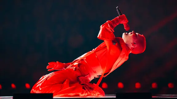 Red Sebastian auf der Bühne für Belgien in Basel