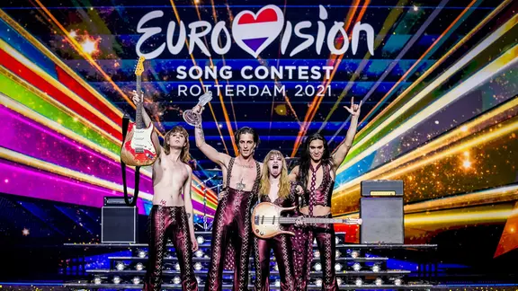 Die Gruppe Måneskin gewinnt den ESC 2021 in Rotterdam.