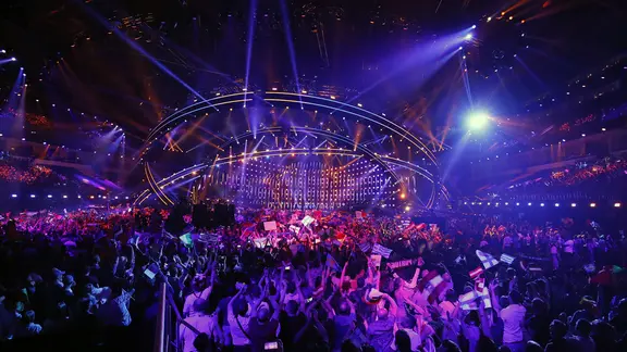 Die Bühne in der Altice Arena in Lissabon.