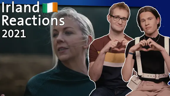 Marcel Stober und Broder Breese zusammen mit Irlands ESC-Kandidatin Lesley Roy.