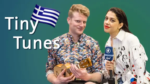 Die ESC-Teilnehmerin für Griechenland 2019 Katerine Duska zusammen mit dem Moderator Stefan Spiegel.