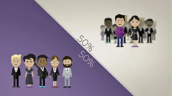 Grafik, die die Zuschauer und Jury anhand von gezeichneten Männchen symbolisiert.