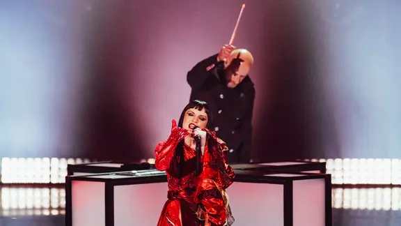 Shkodra Elektronike auf der Bühne für Albanien in Basel